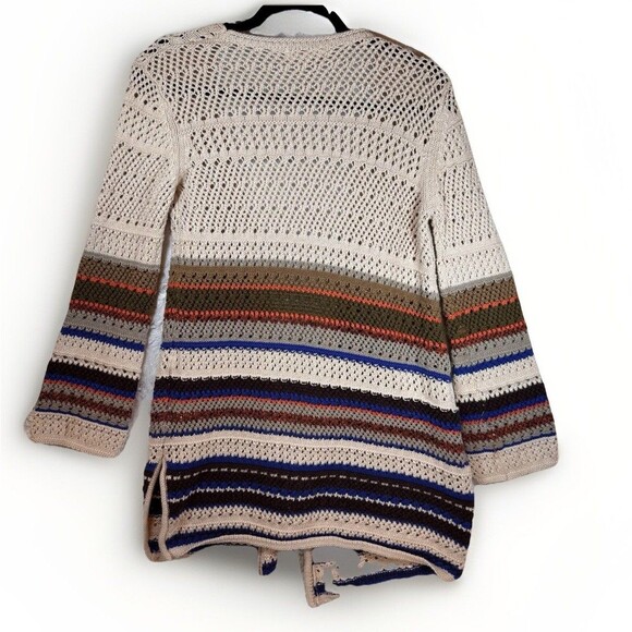 Ya Los Angeles Cardigan Sweater Medium Multicolored Open Front Crochet Cotton‎ - Picture 2 of 11